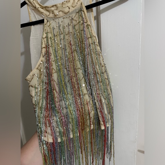 Nasty gal tassel beaded halter top size 4 NYE TOP - Picture 4 of 5